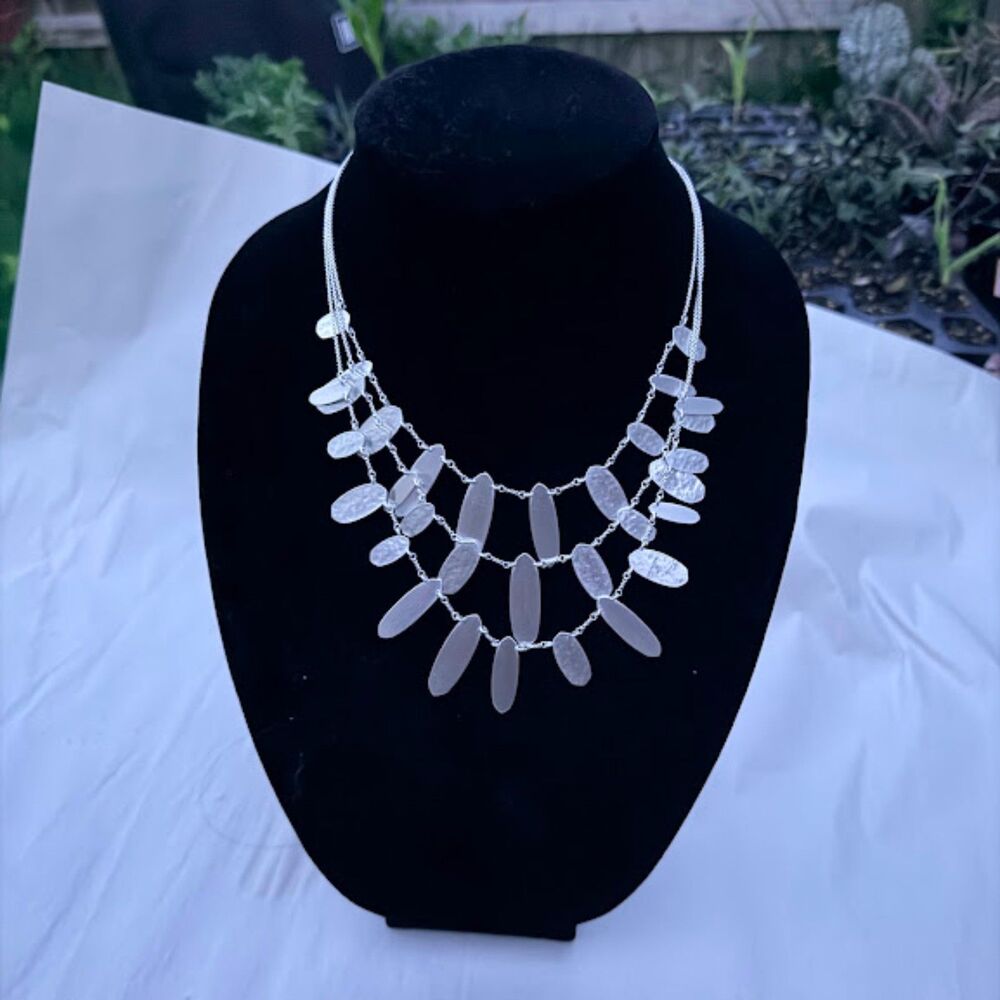 Kendra Scott Silver Statement Necklace Adjustable Cable Chain Geometric Charms